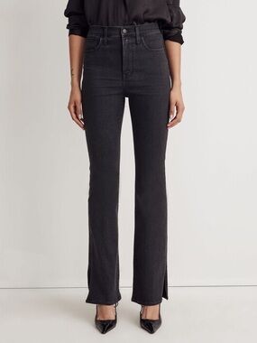 Madewell Black High-Rise Flare Jeans with Hem Slits